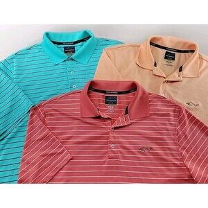 Lot of 3 - Greg Norman Tasso Elba Polo Shirt Men's Medium Golf Country Club Prep